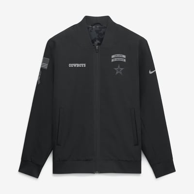  Dallas Cowboys Nike 2026 Salute to Service Sideline Full-Zip Bomber Jacket - Black
