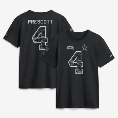Dak Prescott Dallas Cowboys Nike 2026 Salute to Service Name & Number T-Shirt - Black