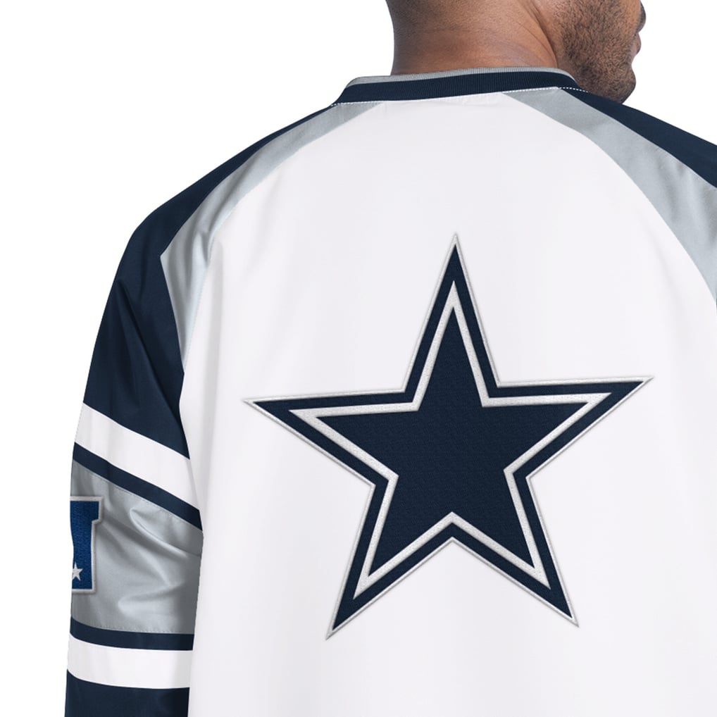  Dallas Cowboys Starter Infield Play Raglan Pullover Jacket - White