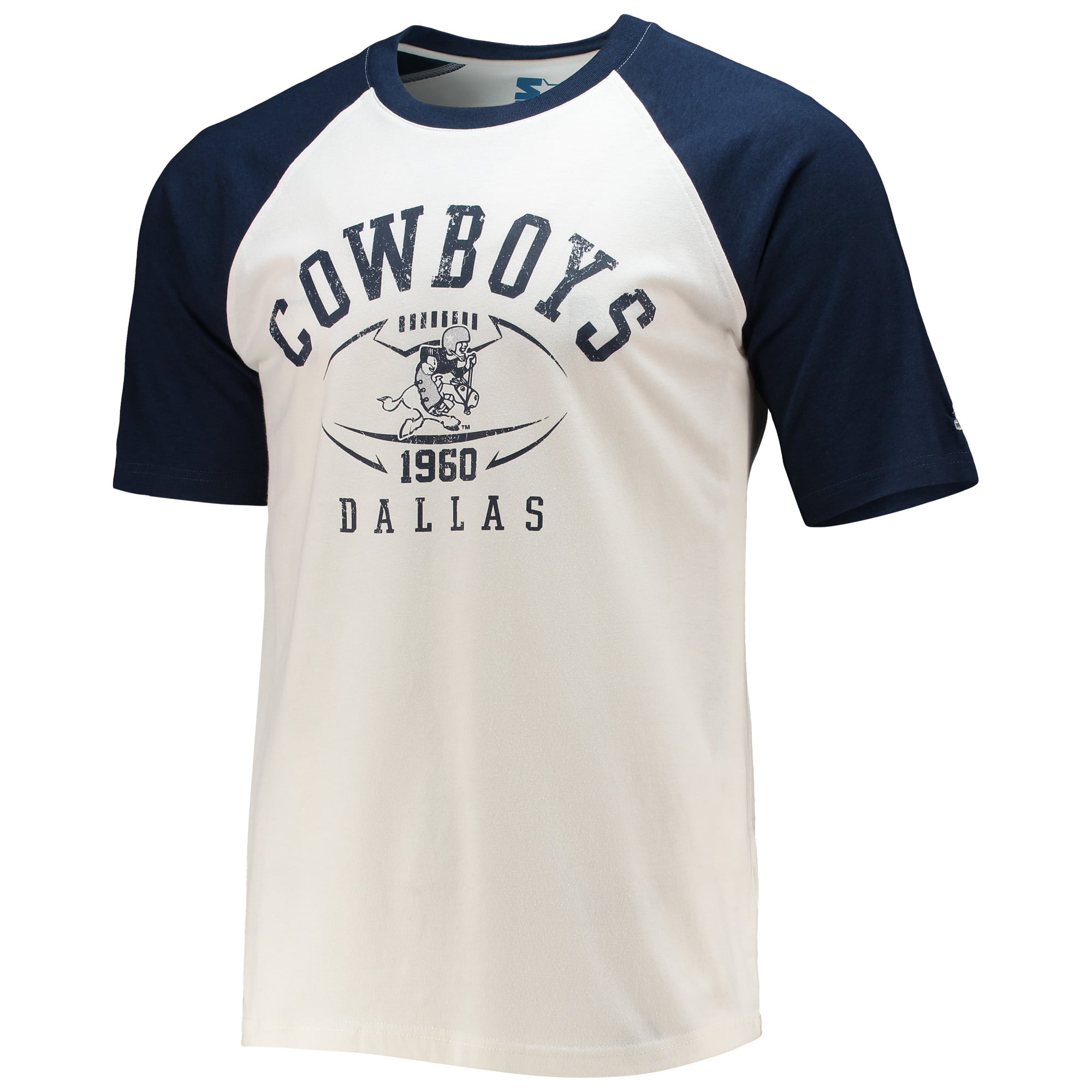 Men's Starter White/Navy Dallas Cowboys Vintage Color Block Raglan