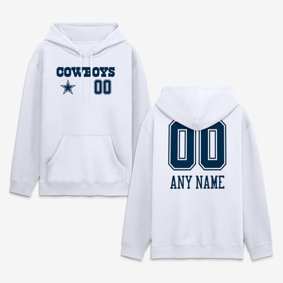 Dallas Cowboys  Touchdown Wordmark Personalized Name & Number Hoodie - White