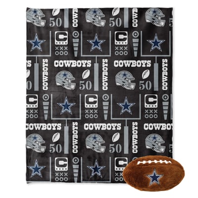 Dallas Cowboys Pegasus 50" x 60" Blackout Team Spirit Ultra Soft Throw & Plush Football Combo Pack