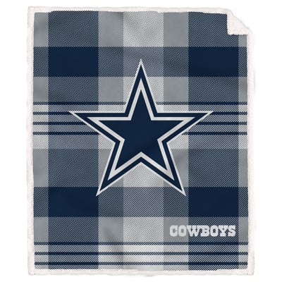 Dallas Cowboys Pegasus Bold Plaid Steel 50" x 60" Ultra Cozy Sherpa Blanket