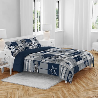 Dallas Cowboys Pegasus Patchwork Plaid Three-Piece Full/Queen Bed in a Bag Set