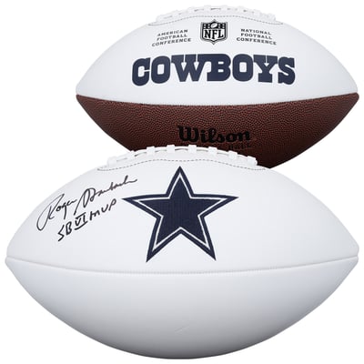 Roger Staubach Dallas Cowboys Autographed Fanatics Authentic Wilson White Panel Football with "SB VI MVP" Inscription 