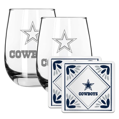 Dallas Cowboys The Memory Company 15oz. Stemless Wine Glass & Coaster Set