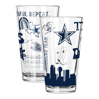 Dallas Cowboys The Memory Company 2-Pack 16oz. Pint Glass Loco Design Set