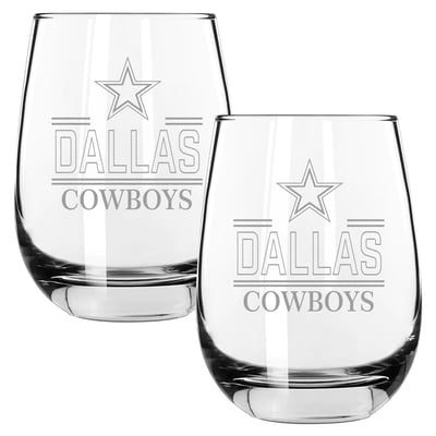 Dallas Cowboys The Memory Company Two-Piece 15oz. Classic Crew Stemless Wine Glass Set
