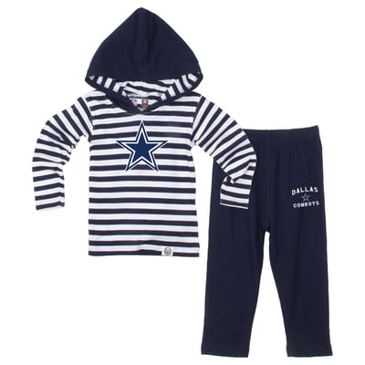  Dallas Cowboys Wes & Willy Toddler Stripe Hooded Long Sleeve and Pant Set - Navy