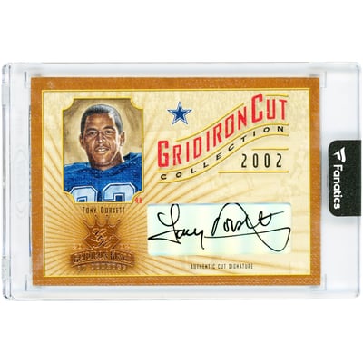 Tony Dorsett Dallas Cowboys Autographed 2002 Donruss Gridiron Kings Gridiron Cut Collection #GC-22 #21/50 Card