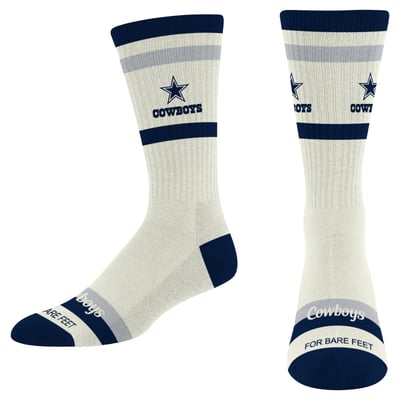 Dallas Cowboys For Bare Feet Unisex Stripe Fame Crew Socks - Cream
