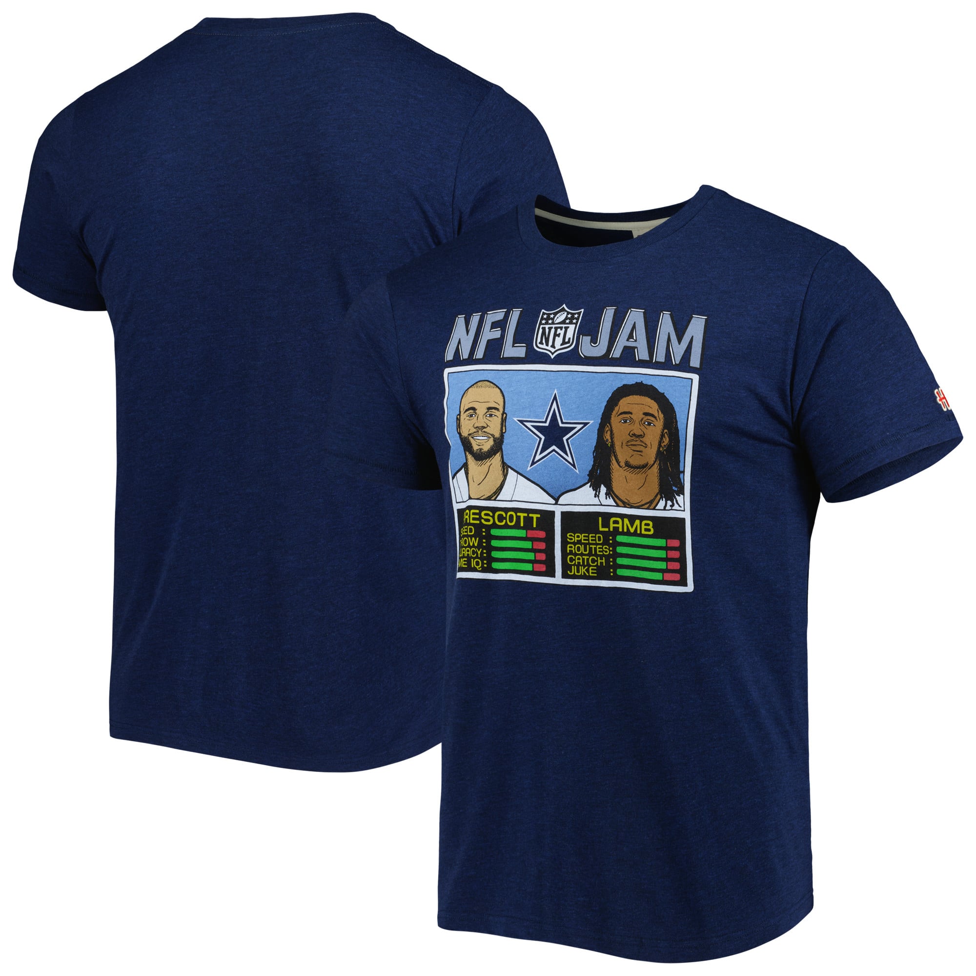 Unisex Homage CeeDee Lamb & Dak Prescott Heathered Navy Dallas