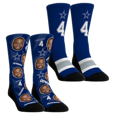 Dak Prescott Dallas Cowboys Rock Em Unisex Football Guy Two-Pack Crew Socks Set - Royal