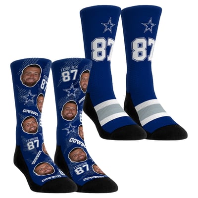Jake Ferguson Dallas Cowboys Rock Em Unisex Football Guy Two-Pack Crew Socks Set - Royal