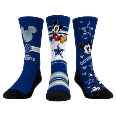  Dallas Cowboys Rock Em Unisex Disney Three-Pack Crew Socks Set - Royal