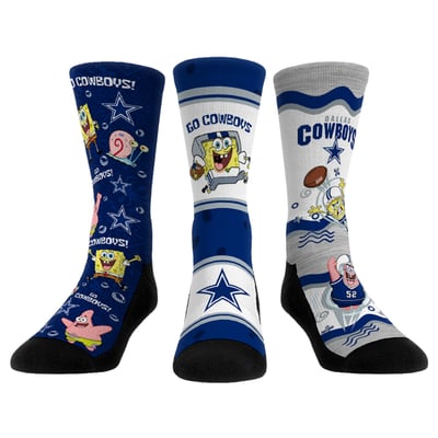  Dallas Cowboys Rock Em Unisex Spongebob SquarePants Three-Pack Crew Socks Set - Royal