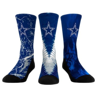  Dallas Cowboys Rock Em Unisex Team Colors Three-Pack Crew Socks Set - Royal