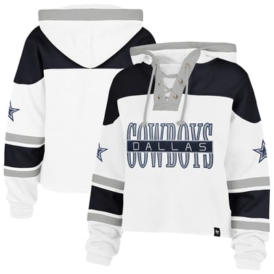 Dallas Cowboys '47 Women's Cut Thru Superior Lacer Hoodie - White