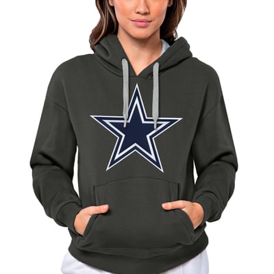 Dallas Cowboys Antigua Women's Victory Logo Pullover Hoodie - Charcoal