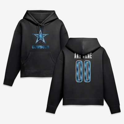 Dallas Cowboys Women's Forged Mascot Personalized Name & Number Hoodie - Black