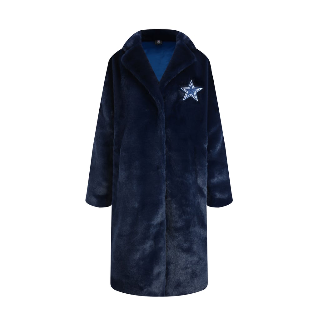 Women's FABGATING by Cuce Navy Dallas Cowboys Longline Crystal Faux Fur ...