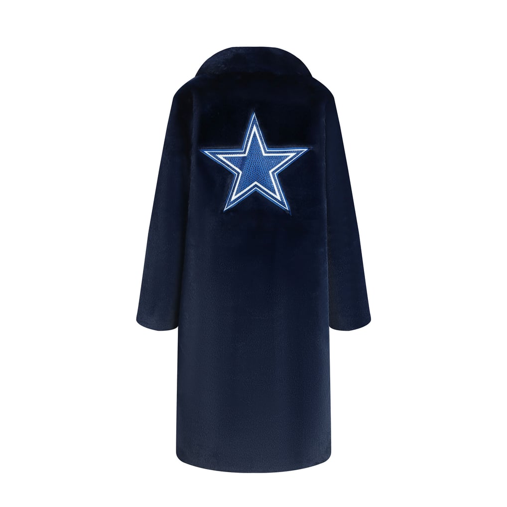 Women's FABGATING by Cuce Navy Dallas Cowboys Longline Crystal Faux Fur ...