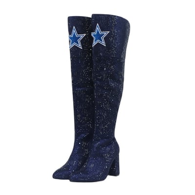  Dallas Cowboys FABGATING by Cuce Women's Team Color Crystal Over-The-Knee Boots - Navy