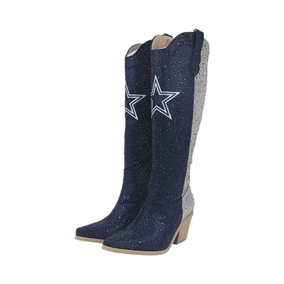  Dallas Cowboys FABGATING by Cuce Women's Two-Tone Crystal Cowboy Boot - Navy
