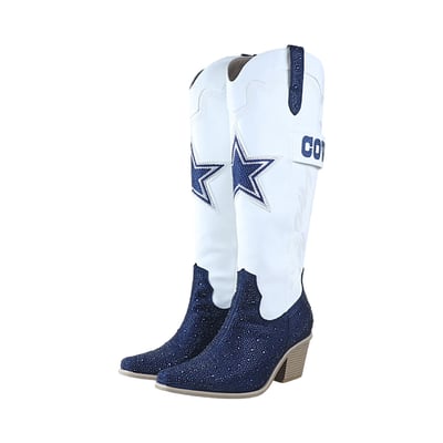  Dallas Cowboys FABGATING by Cuce Women's Crystal Cowboy Boots - White