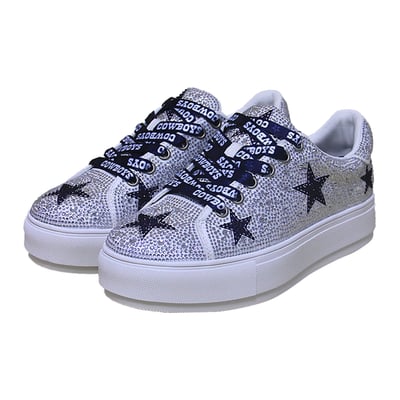  Dallas Cowboys FABGATING by Cuce Women's Crystal Team Logo Sneakers - White