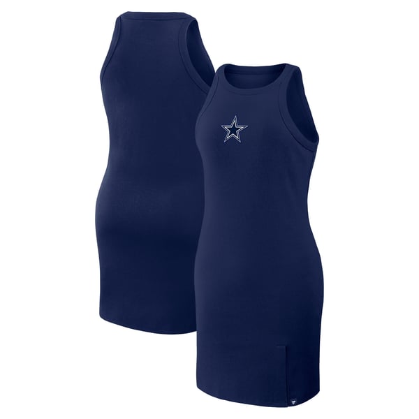 Women's Dallas Cowboys Fanatics Navy Push Beyond Tri-Blend Ribbed Sleeveless Dress