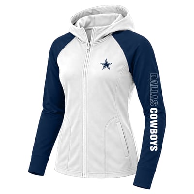 Dallas Cowboys Fanatics Women's Plus Size Cornerback Blitz Full-Zip Hoodie - White

