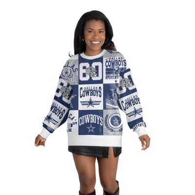 Dallas Cowboys Gameday Couture Women's Highlight Reel Repeat Premium Fleece Sweatshirt - Navy/White