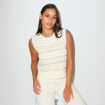 Dallas Cowboys KadyLuxe Women's Pointelle Sweater Vest - Cream