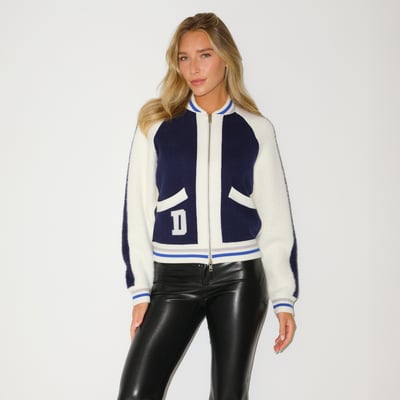 Dallas Cowboys KadyLuxe Women's Heirloom Tri-Blend Full-Zip Bomber Jacket - Navy/White