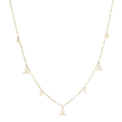 Dallas Cowboys LUV AJ Women's Star & Heart Charm Logo Necklace - Gold