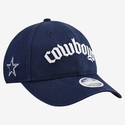 Dallas Cowboys New Era Women's Gothic Font 9FORTY M-Crown Adjustable Hat - Navy
