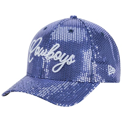 Dallas Cowboys New Era Women's Sequin Script 9FORTY Adjustable Hat - Navy