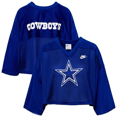 Dallas Cowboys Nike Women's Rewind Cropped Mesh Dri-FIT Fashion Jersey - Royal