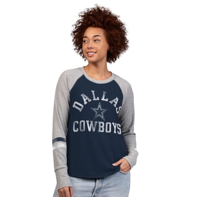  Dallas Cowboys Starter Women's Waffle Raglan Long Sleeve T-Shirt - Navy