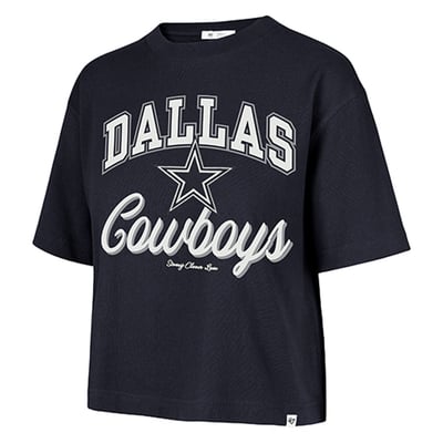 Dallas Cowboys Stoney Clover Lane x '47 Women's Script City Boxy Cropped T-Shirt - Navy