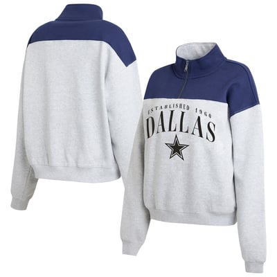  Dallas Cowboys WEAR by Erin Andrews Women's Colorblock Half-Zip Pullover - Gray