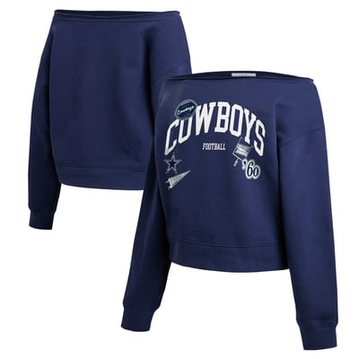  Dallas Cowboys WEAR by Erin Andrews Women's Off-the-Shoulder Sweatshirt - Navy