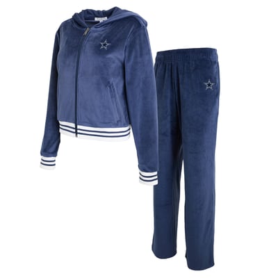  Dallas Cowboys WEAR by Erin Andrews Women's Velour Track Suit - Navy