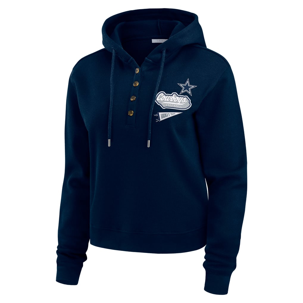 Women's WEAR by Erin Andrews Navy Dallas Cowboys Waffle-Knit Pullover ...