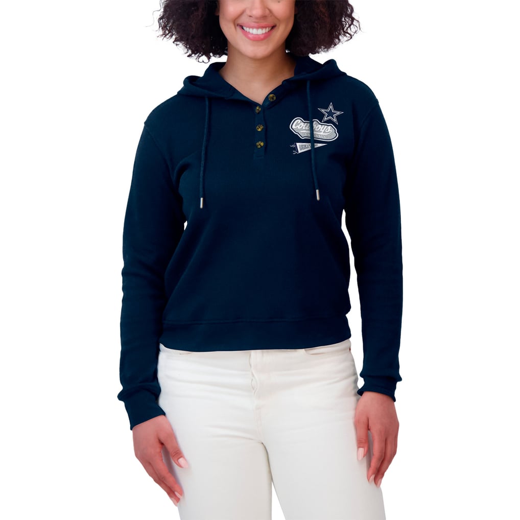Women's WEAR by Erin Andrews Navy Dallas Cowboys Waffle-Knit Pullover ...