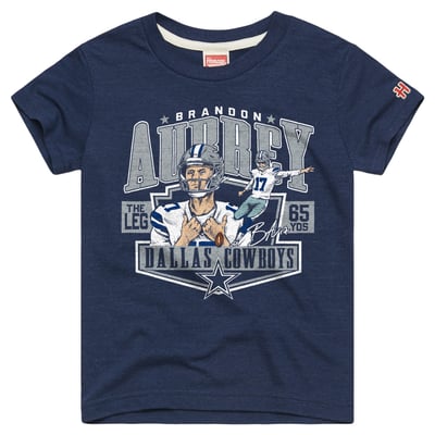Brandon Aubrey Dallas Cowboys Homage Youth Player Graphic Tri-Blend T-Shirt - Navy