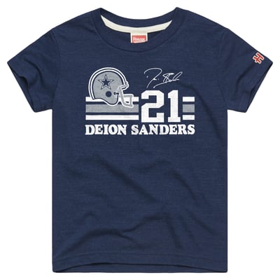 Deion Sanders Dallas Cowboys Homage Youth Remix Signature Tri-Blend T-Shirt - Navy