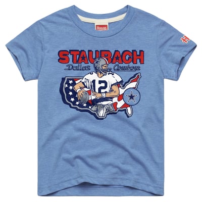 Roger Staubach Dallas Cowboys Homage Youth Retired Greats T-Shirt - Light Blue