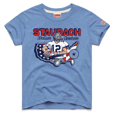 Roger Staubach Dallas Cowboys Homage Youth Retired Greats T-Shirt - Light Blue